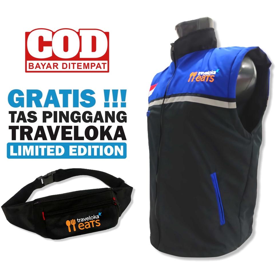 Rompi Traveloka Eats Driver Terbaru Bahan Tebal  Tas Pinggang Anti Air Waist Bag Waterproof L42K