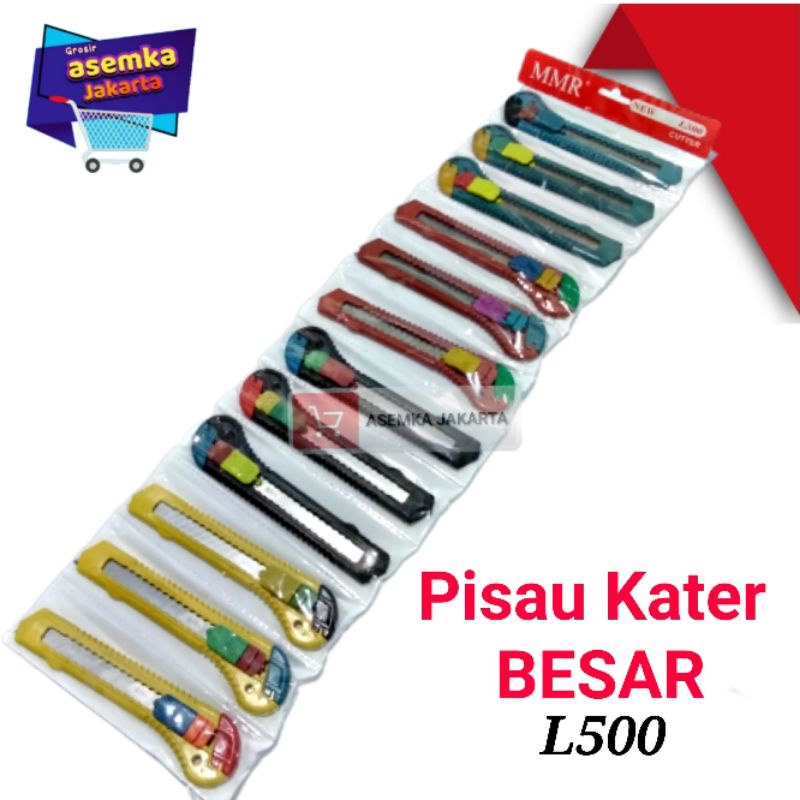 Pisau Kater MMR 12pcs Cutter besar Warna Kemasan Renceng