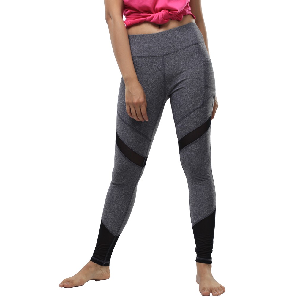Celana Olahraga Gym Senam Yoga Fitness X Gottex Power Mesh Legging- Grey Heather 09GXL0002