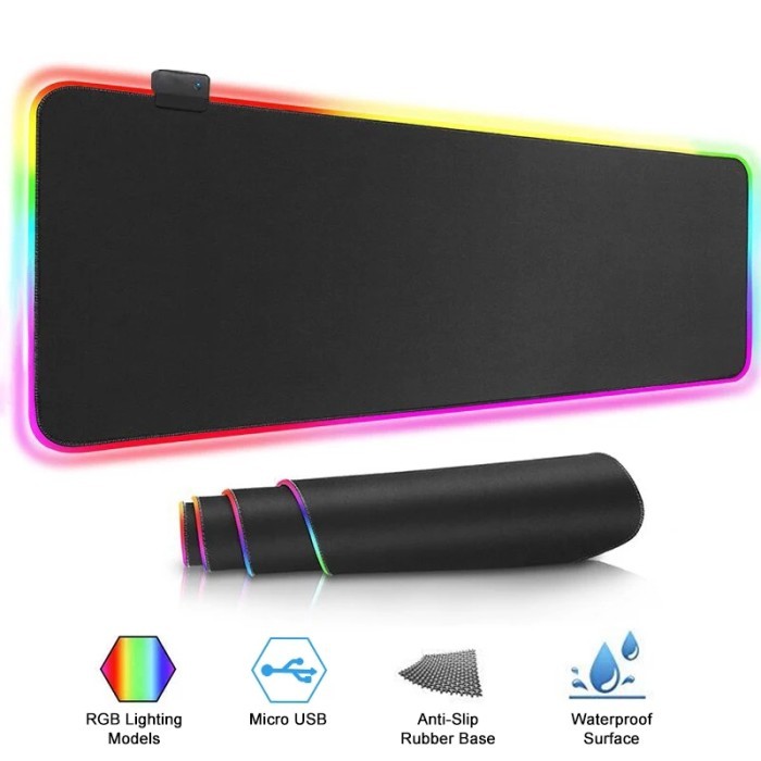 Mouse Pad / Mousepad Gaming RGB Eksta Large size 80cm x 30cm BLack