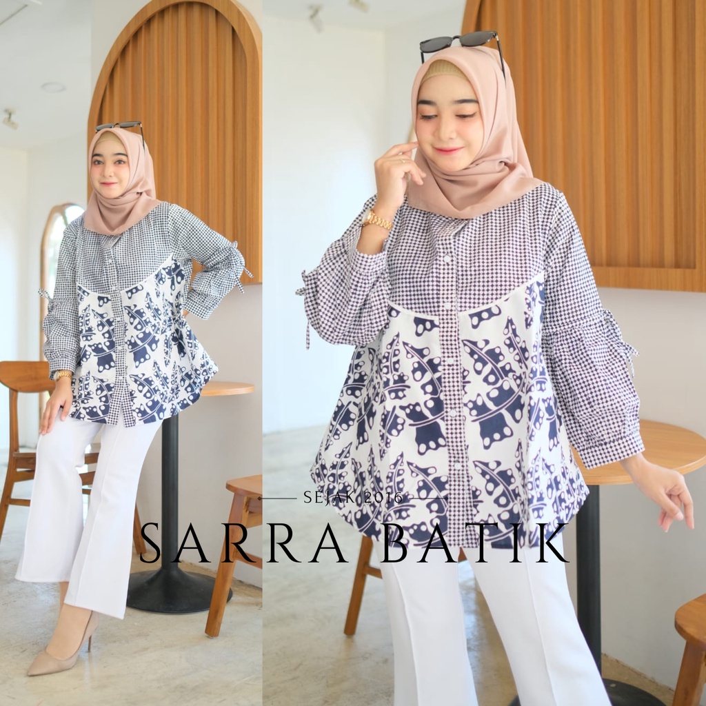 Blus Jumbo Kombinasi Asoka Batik Lonceng Kombi Batik Modern Casual Kerja Kantor Muslim Pesta Big Size Pesta Kondangan Kuliah