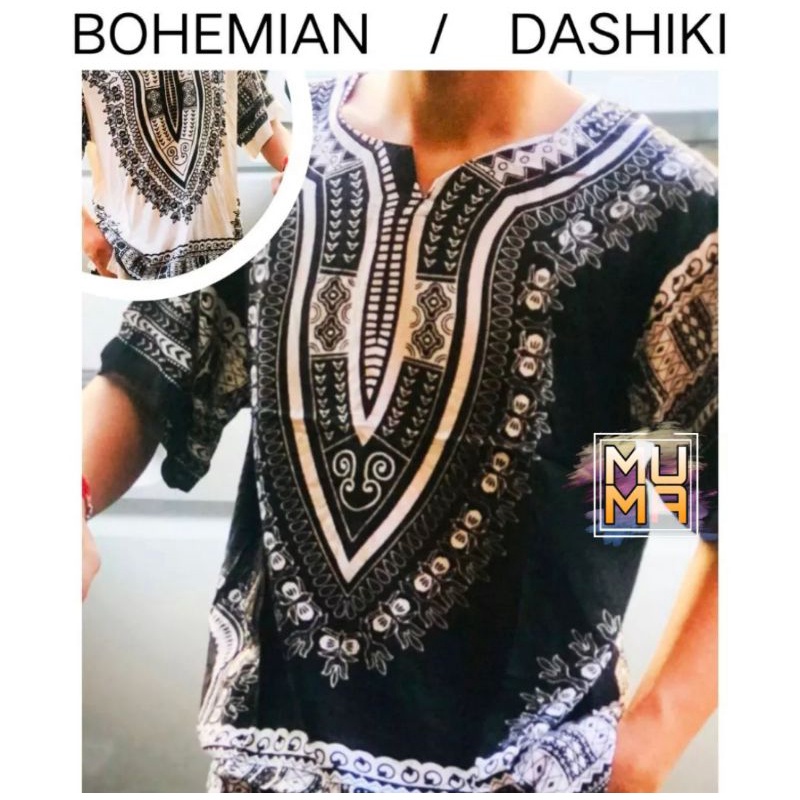 TERBARU KAOS PRIA WANITA - BAJU DASHIKI HITAM PUTIH - BAJU ETNIK - BAJU THAILAND - BAJU BANGKOK - FU