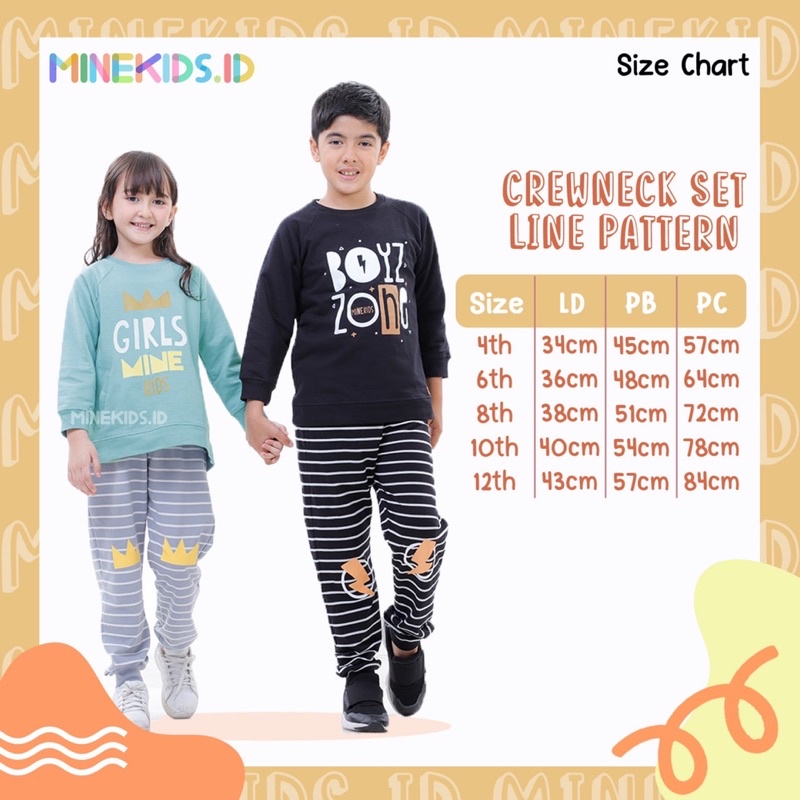 Setelan Pajamas Piyama Line Pattern Minekids