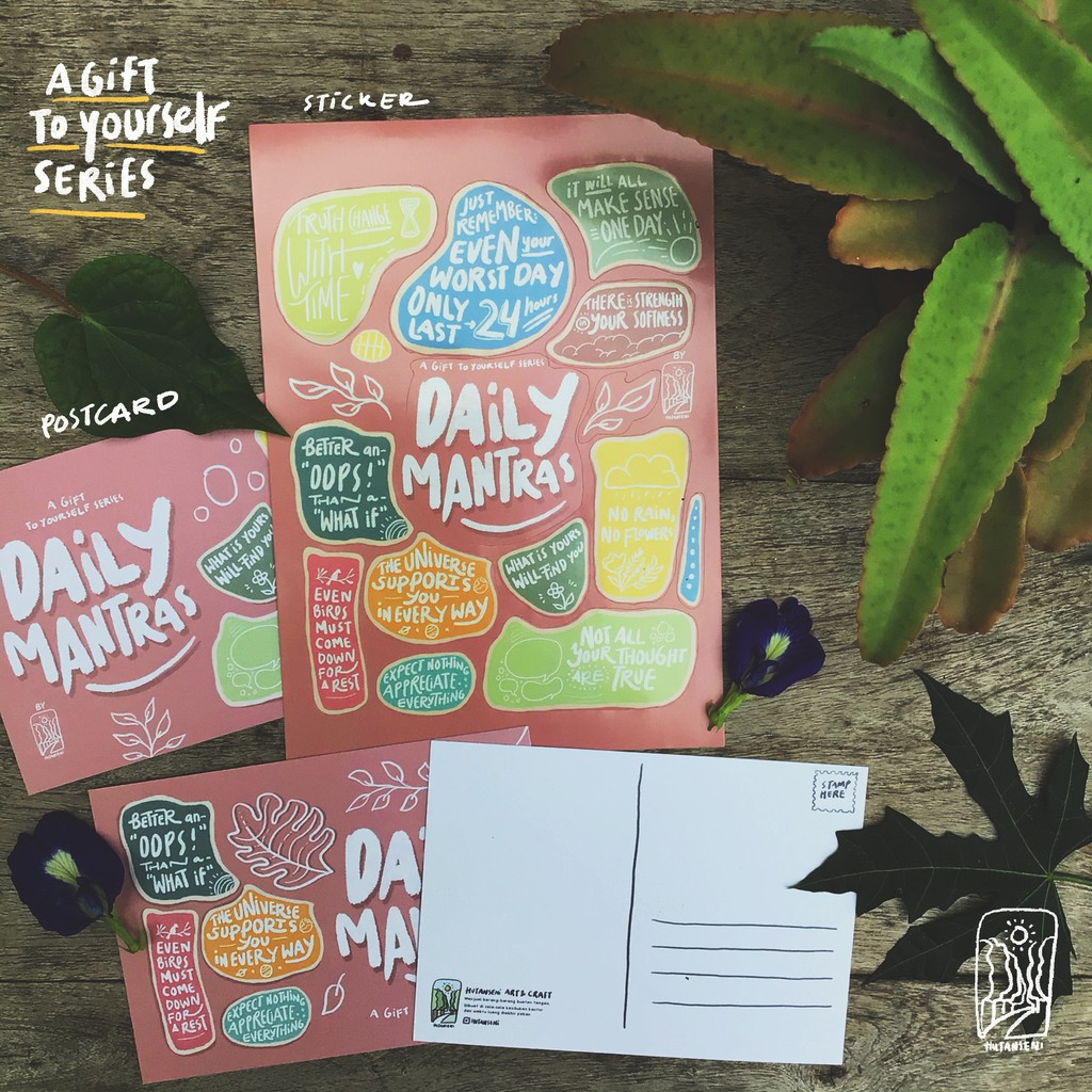 

bundle: sticker and postcard daily mantras