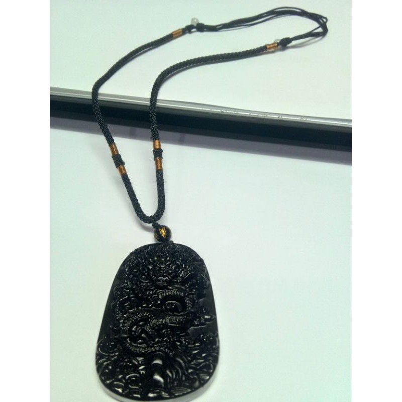 KALUNG LIONTIN GIOK UKIR NAGA BLACK