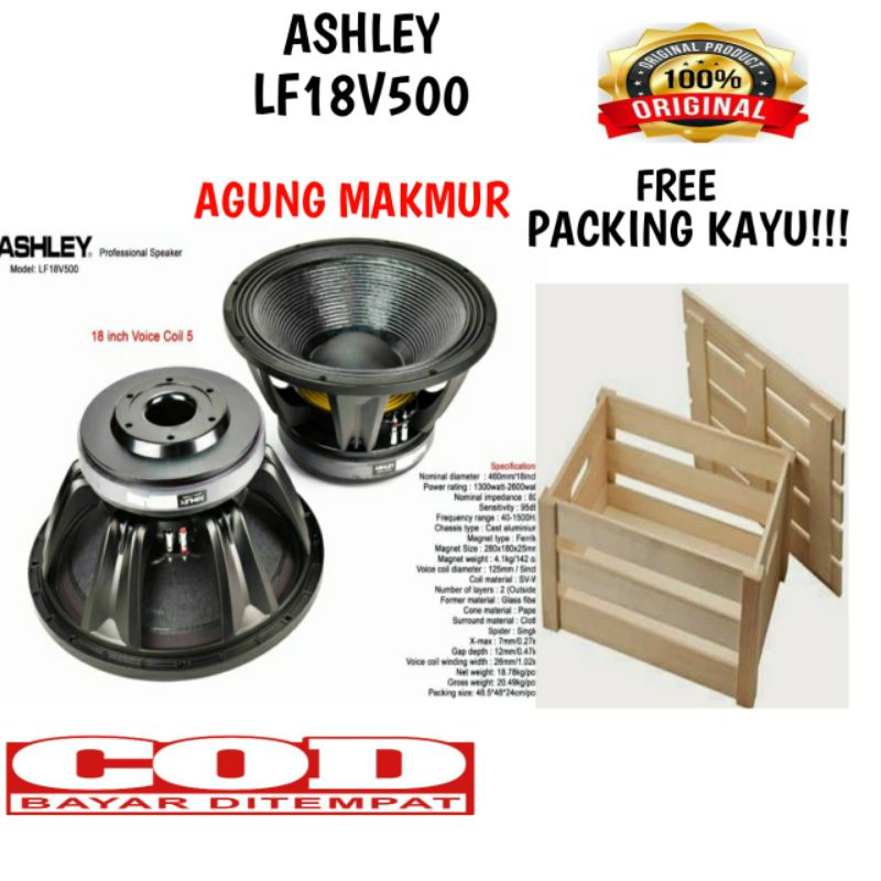 Speaker Component Ashley LF18 V500 Original Komponent Ashley LF18V500 18 inch