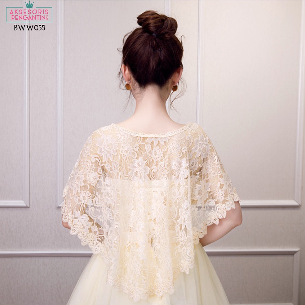 [SIAP KIRIM] AKSESORIS PERNIKAHAN BOLERO BROKAT PESTA CARDIGAN WANITA BWW055