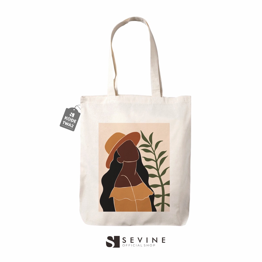 Sevine Tote Bag Resleting Tas Wanita Fashion Totebag Laptop Nordic Girl Aesthetic Art - TWA