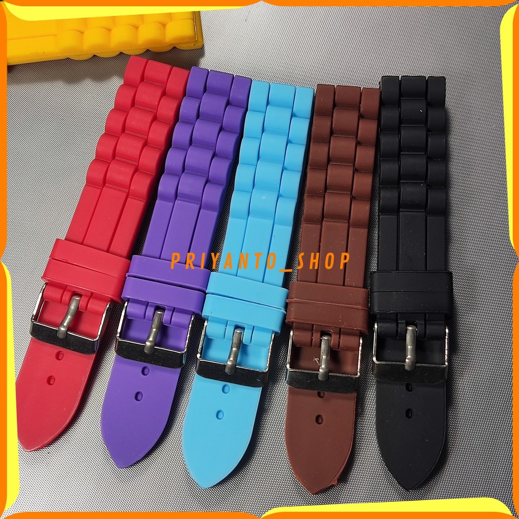 Tali Karet Jam Tangan Strap Rubber silicone 18mm warna bagus