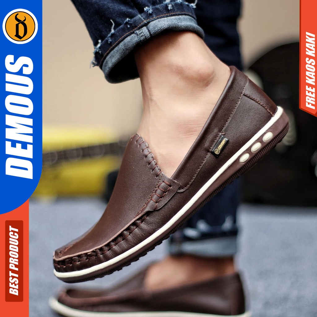 DEMOUS MYTH Sepatu Slip On Kasual Pria Kulit Asli