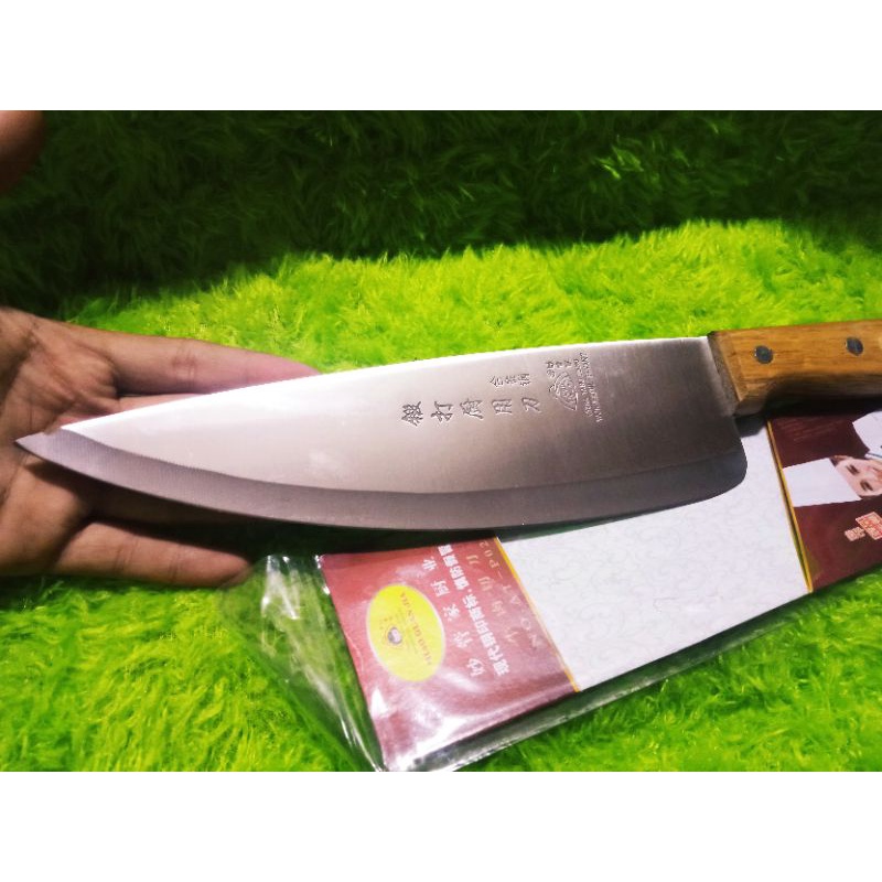 Pisau Daging  Stainless Mata Pisau Tajam Gagang Kayu