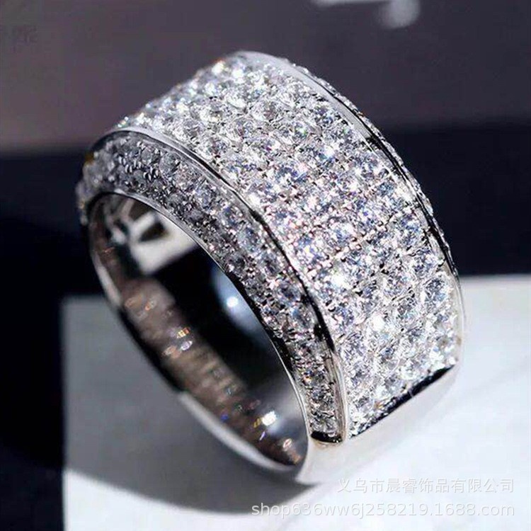 Cincin Berlian Penuh Bahan Stainless Untuk Aksesoris Wanita