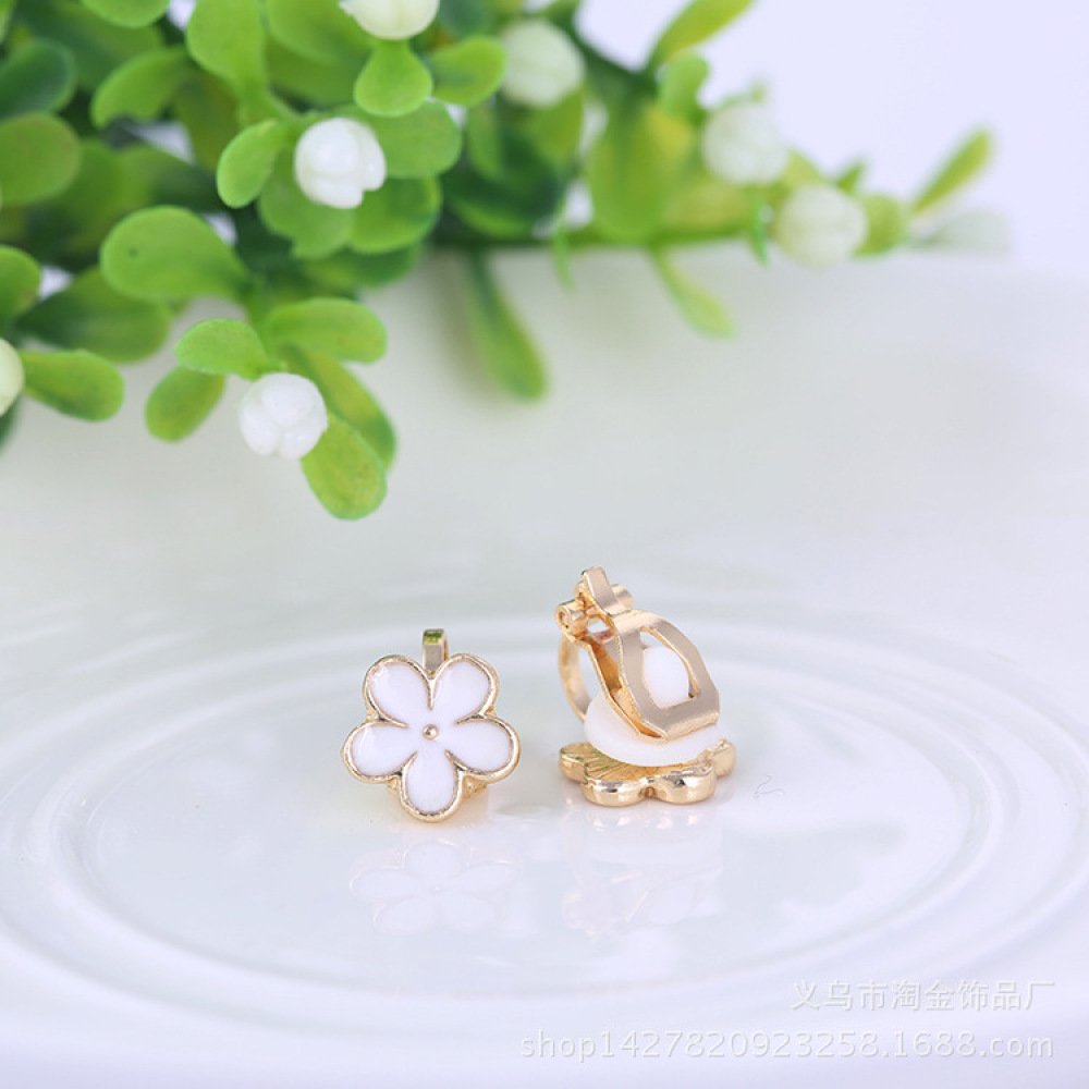 2pcs Anting Klip On Tanpa Tindik Desain Kartun Hewan Ayam Butterfly Bunga Pink Putih Untuk Wanita