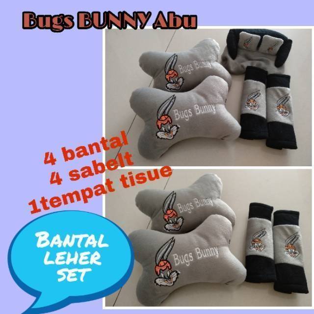 Paket hemat bantal leher mobil tempat tisue karakter minnie