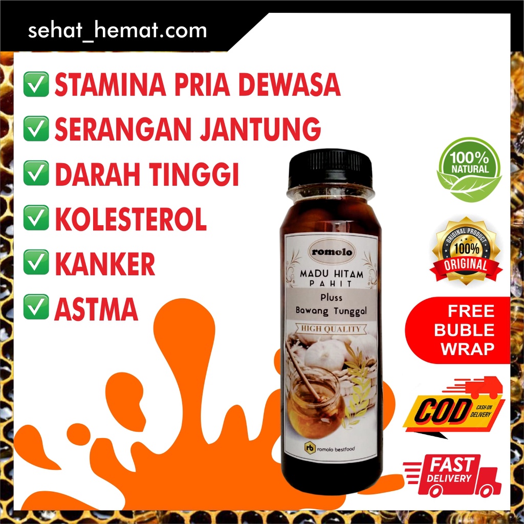 

Madu Bawang Lanang Stamina Pria / Madu kolesterol dan darah tinggi / Madu Bawang Tunggal Hitam Pahit 250Ml