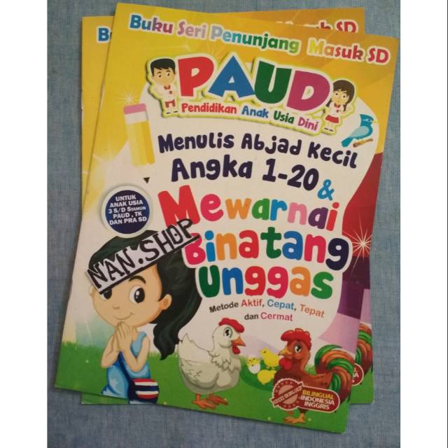 Jual Buku Paud Menulis Abjad Kecil Angka Mewarnai Binatang