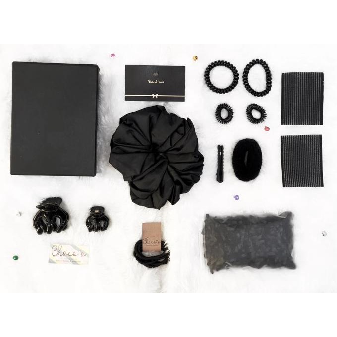 

[COD] Set Accessories Rambut Wanita Hitam | Black Gift Box Kado Ulang Tahun [COD]