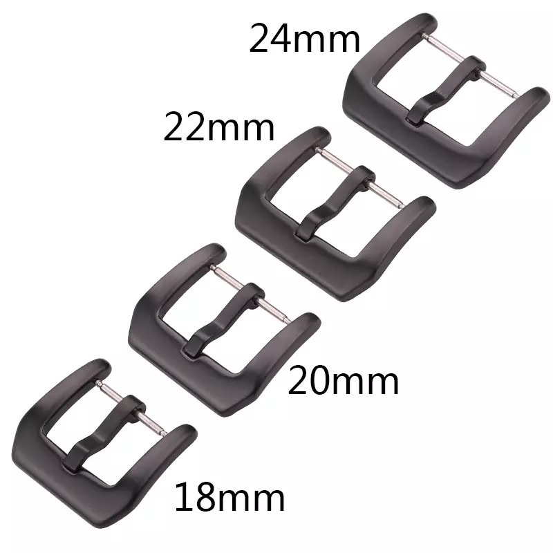 Buckle Strap Jam tangan lidah tounge stainless steel pengait tali 22mm 24mm hitam metal clasp silver 316L aksesoris