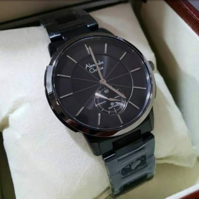 Alexandre christie AC8546 jam tangan pria original black ( kaca sapphire )