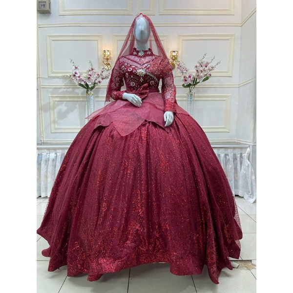 SALEE GAUN PENGANTIN BARBIE GOTIK BEREKOR//GAUN WEDDING KIPAS MODERN//TERMURAH