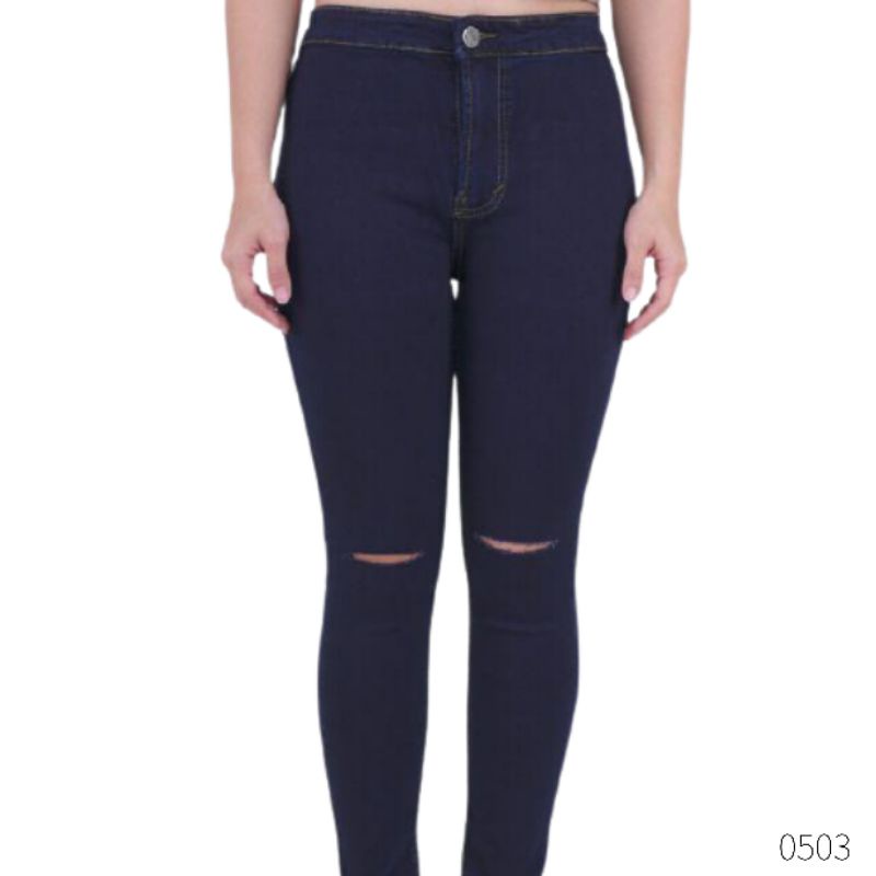 Celana Highwaist Sobek Lutut Skinny Jeans