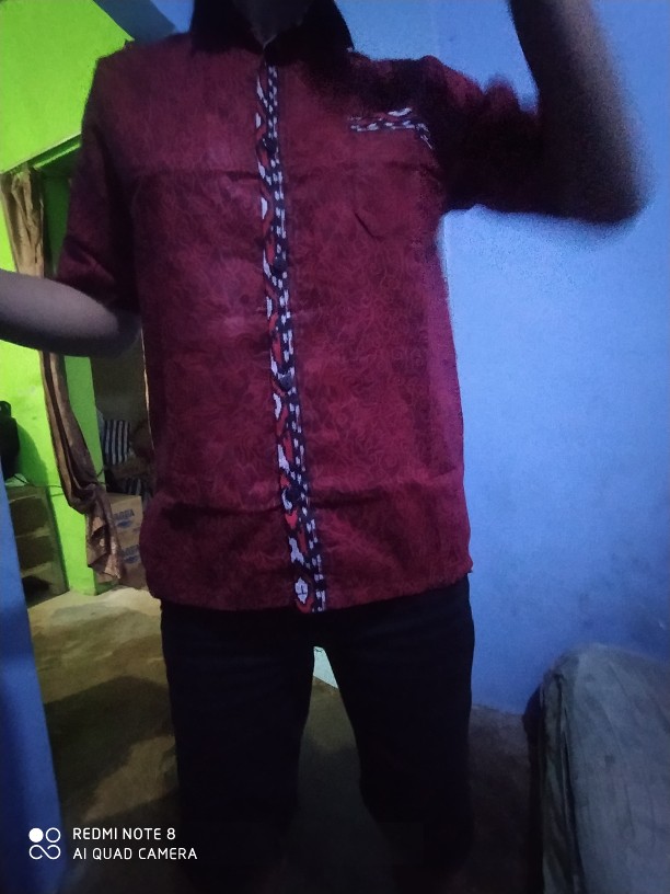 Batik Couple Keluarga Original Uzla Collection Motif Megamendung Merah