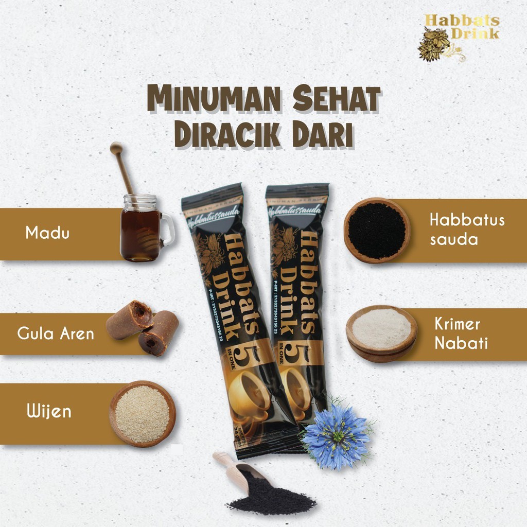 Habbats Drink Pack Isi 3 - Minuman Serbuk Herbal Habbatussauda 5 in 1