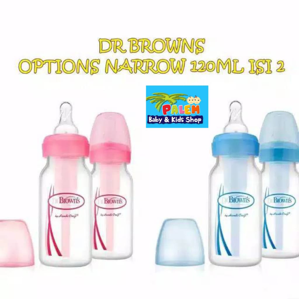 Dr. Brown's PP Options+ Narrow Neck Bottle Botol Susu 4oz /120mL isi 2 biru&amp;pink