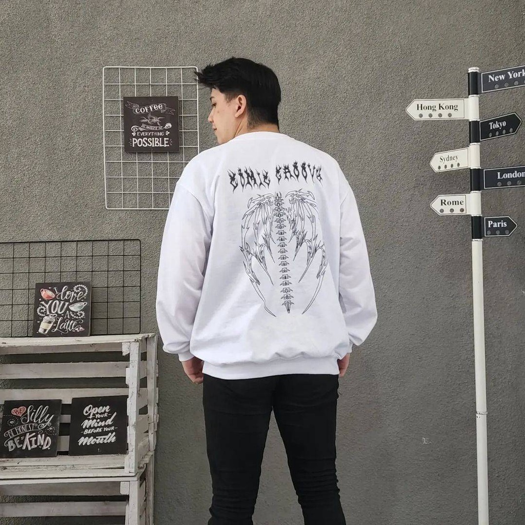 COMIC GROOVE 2XL Oversize Sweater Crewneck Oblong Pria Motif Unik Korean OOTD Kasual Style