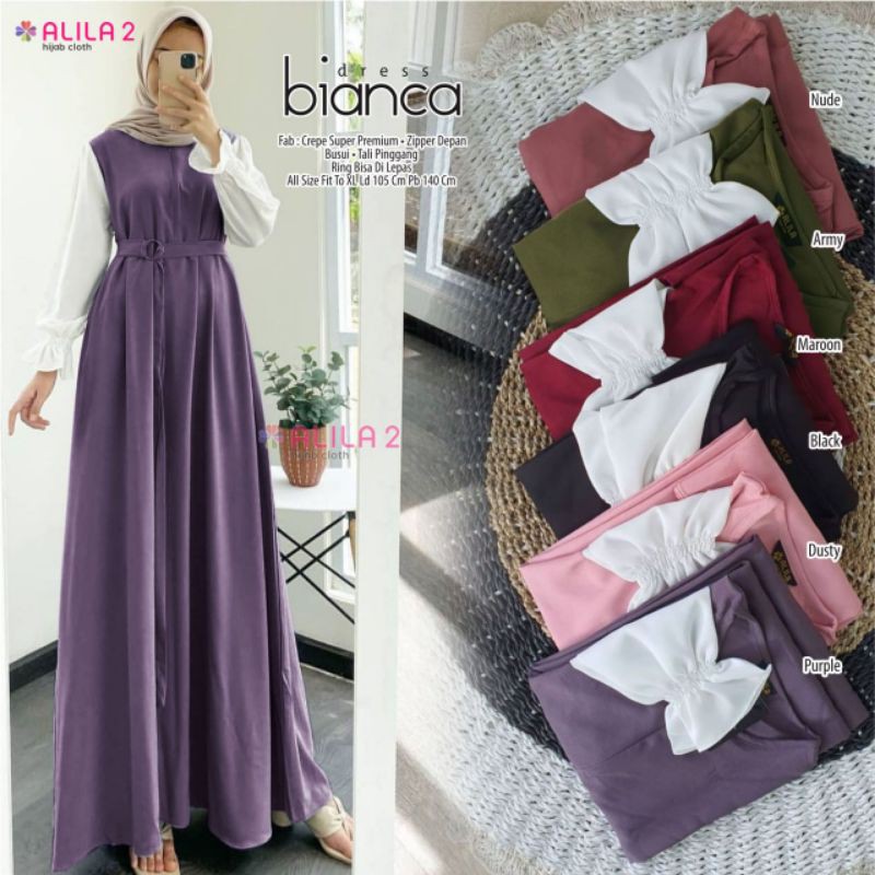 Gamis lilac dress muslim dress lilac gamis polos lilac / dress polos lilac / Bianca dress