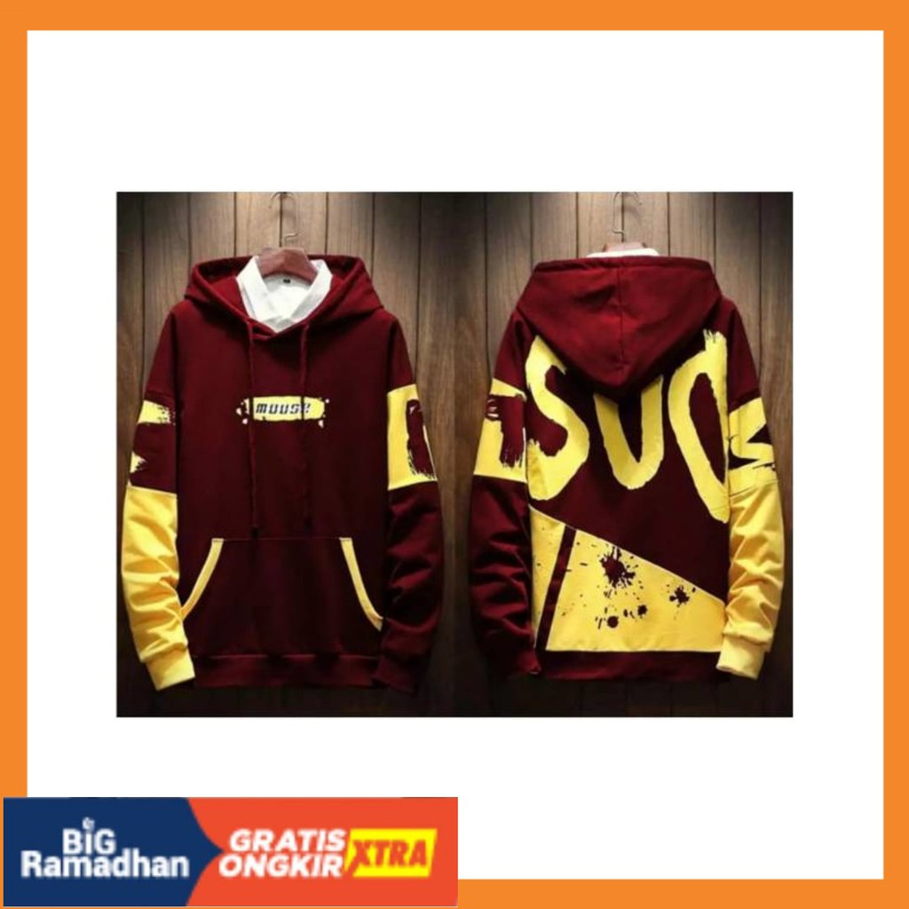 POLOS MOTIF MERAH PUTIH HITAM BIRU KUNING ASLI / SWEATER MURAH BAHAN FLECE TEBAL | SWEATER COWOK