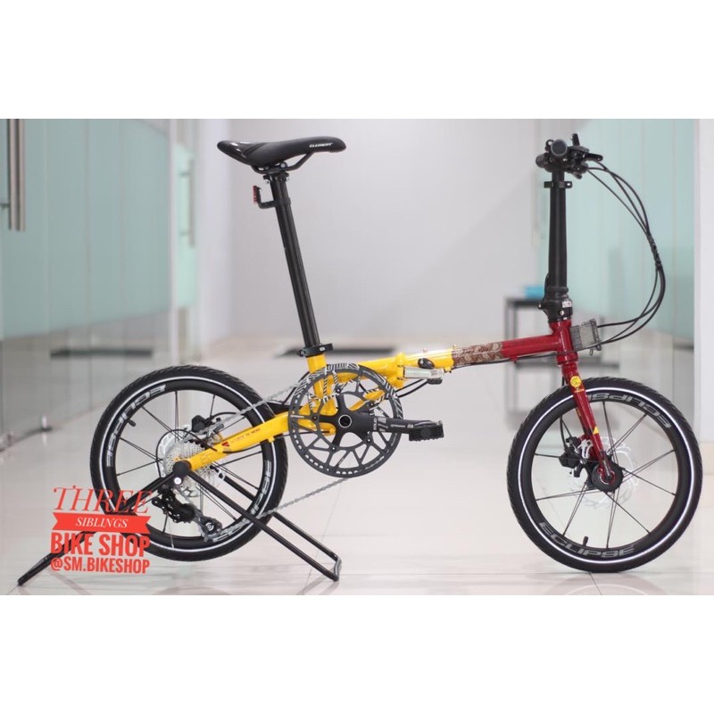 SEPEDA LIPAT ELEMENT TROY X 10 BIKE TO WORK BATIK EDITION 16 INCH YELLOW RED
