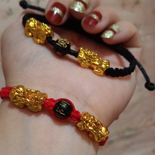 Gelang tali merah 2pixiu /gelang pixiu keberuntungan