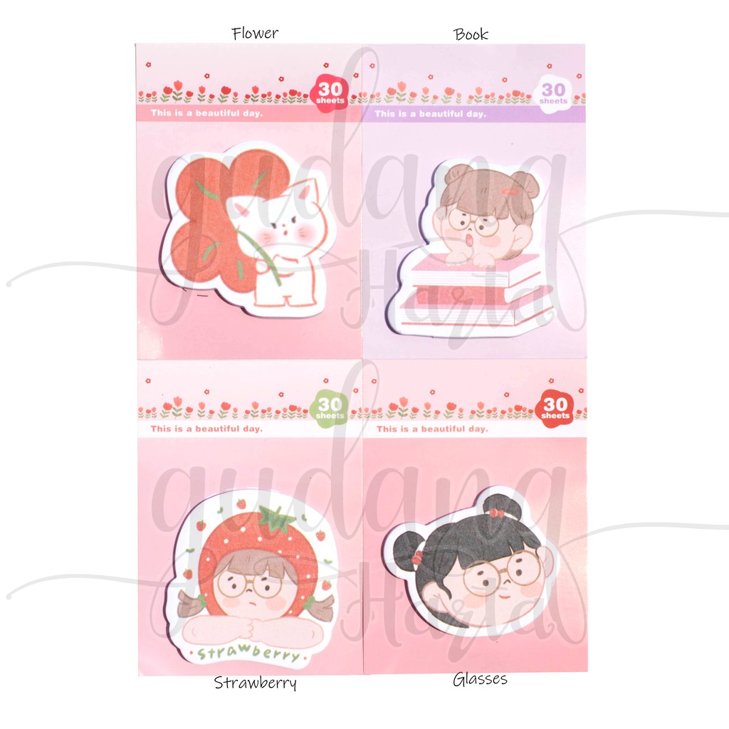 Sticky Notes Pink Girl Memo Lucu DIY Scrapbook GH 301123