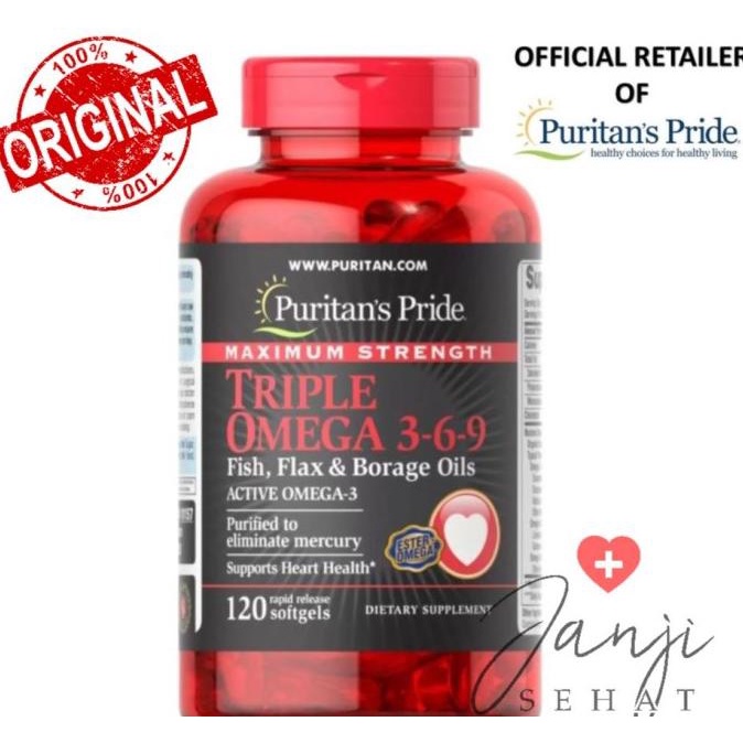 Puritan Pride Maximum Strength Triple Omega 369 - 120 Softgels Lc