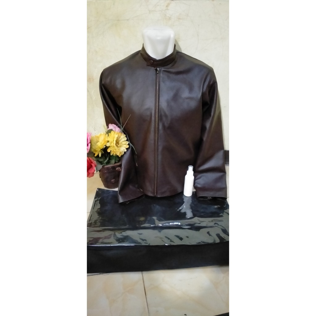Jaket Kulit Polos Tampa Resleting asli Kulit Domba