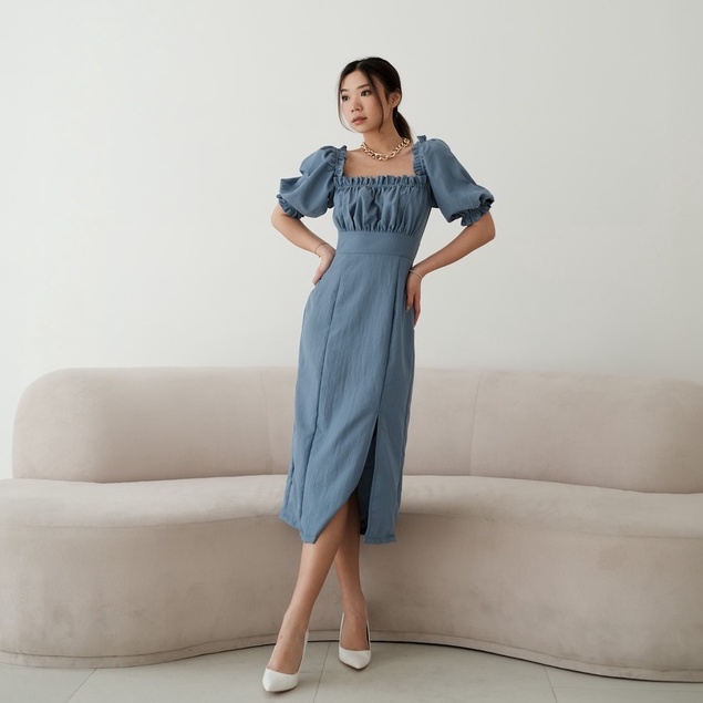 [TAVIA] NAURA MIDI DRESS / DRESS WANITA / DRESS KOREA