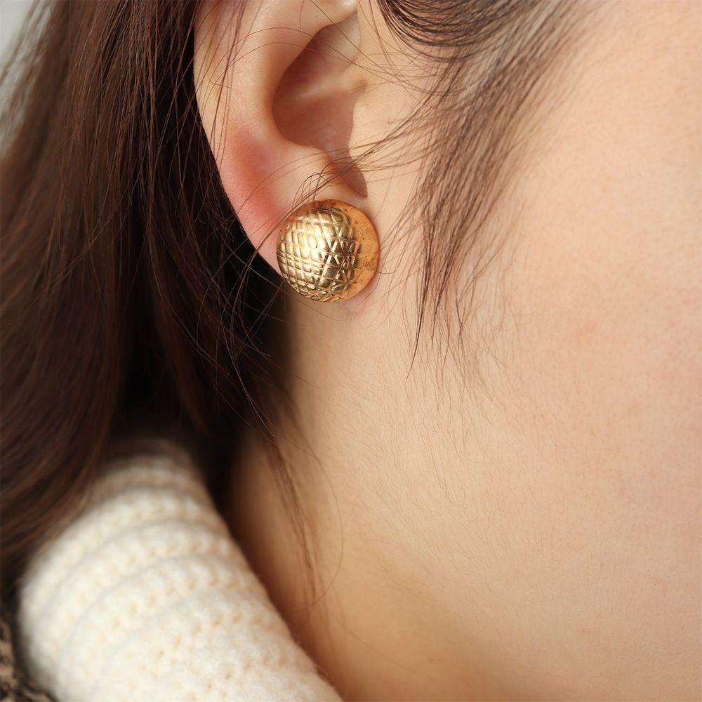 Nanas 3pasang/Set Scrub Gold Anting Charm Fashion Logam Bulat Oval