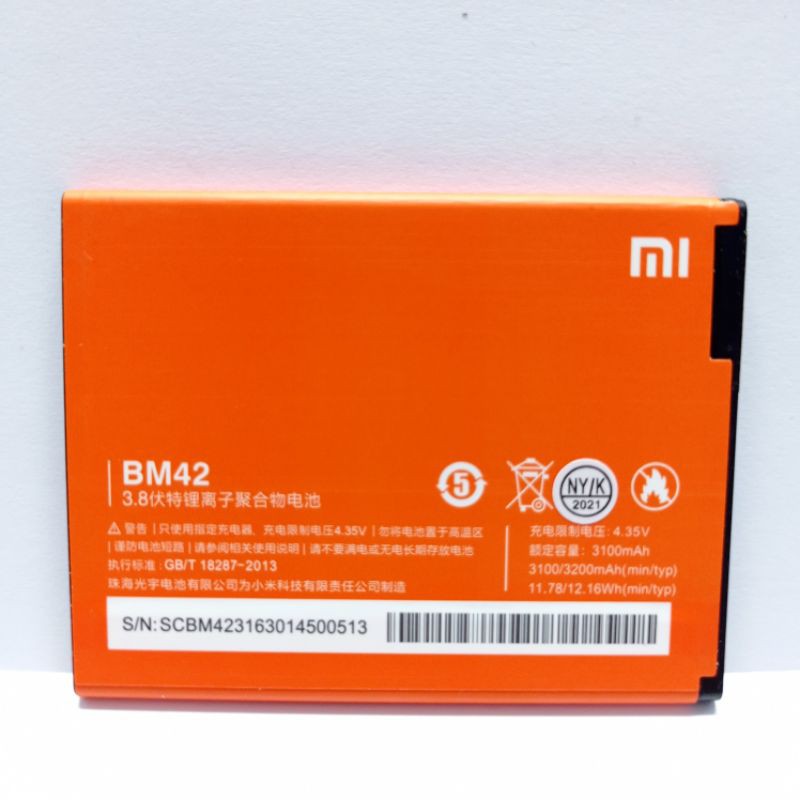 BATERAI BATRE XIAOMI REDMI NOTE  1 3G / 4G  BM42 ORIGINAL