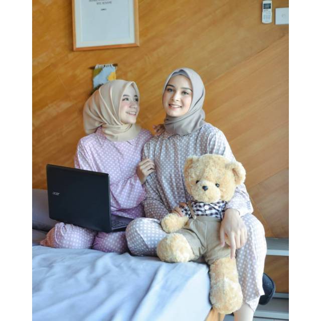 PAKAIAN WANITA - POLKA BEAR SET ATASAN + PANTS - SETELAN WANITA - BAJU TIDUR - PAKAIAN TERLARIS