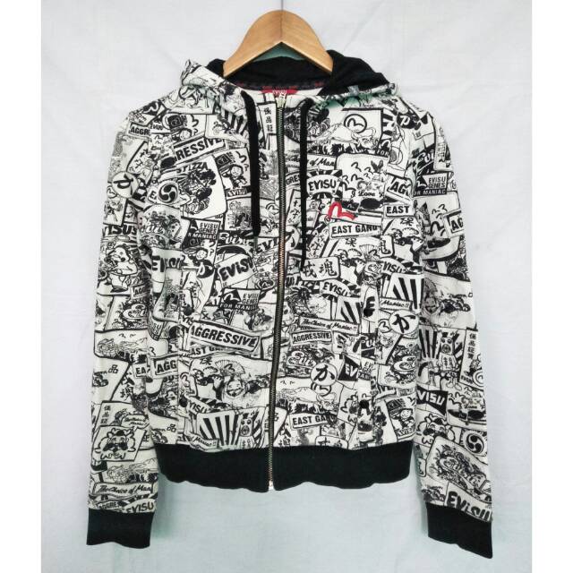 Jaket zipper hoodie evisu second original