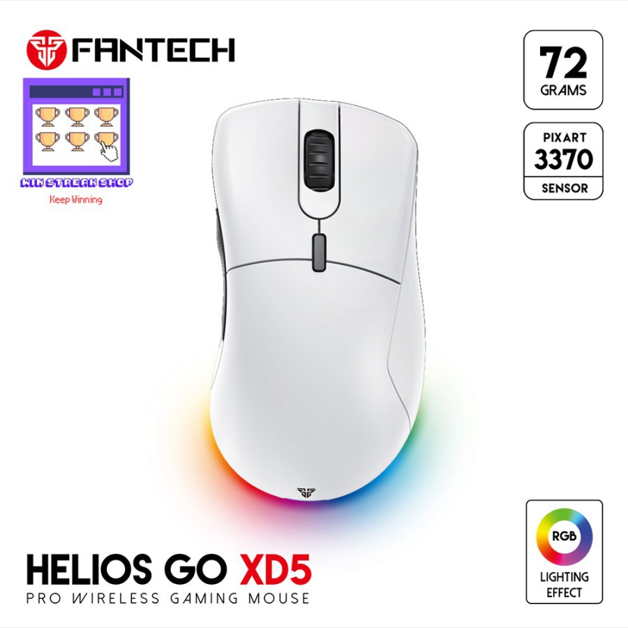 Fantech Helios Go XD5 RGB Wireless - Gaming Mouse - Putih