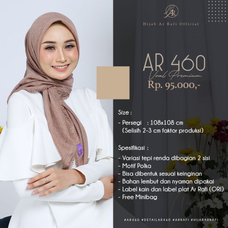 Hijab Segiempat Renda AR rafi kode 460