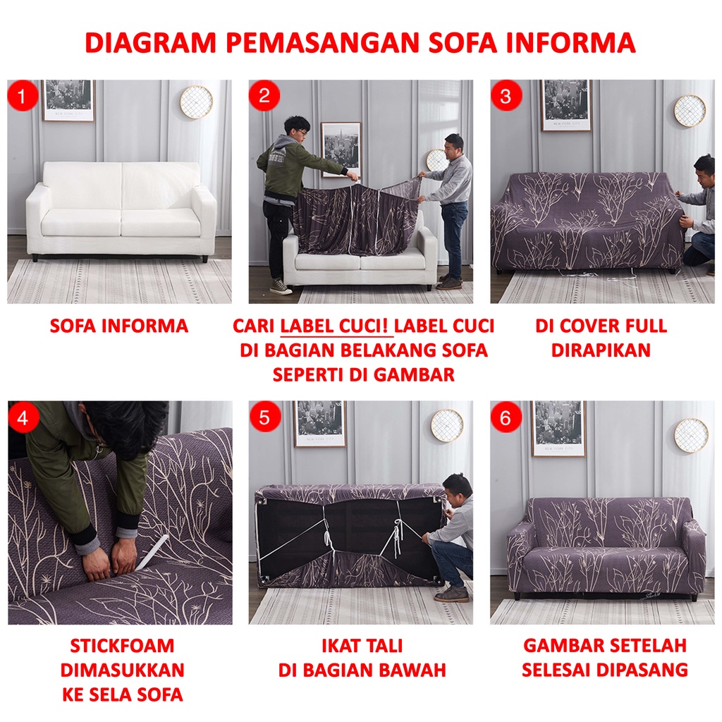 Cover Sofa  sarung sofa striped sofa cover/Elastic Sofa Cover Grid / Sarung Penutup Sofa Elastis Stretch Polos Kisi