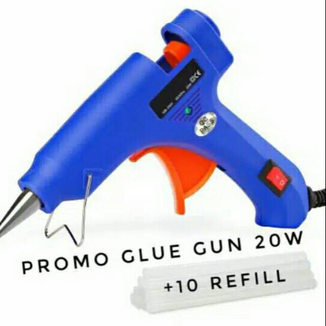 GLUE GUN KECIL ON OFF / LEM TEMBAK 20 WATT + 10 PCS ISI LEM