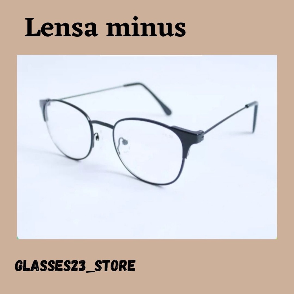 Frame Lensa MINUS Kacamata Tangkai besi oval unisex fashion wanita/ pria