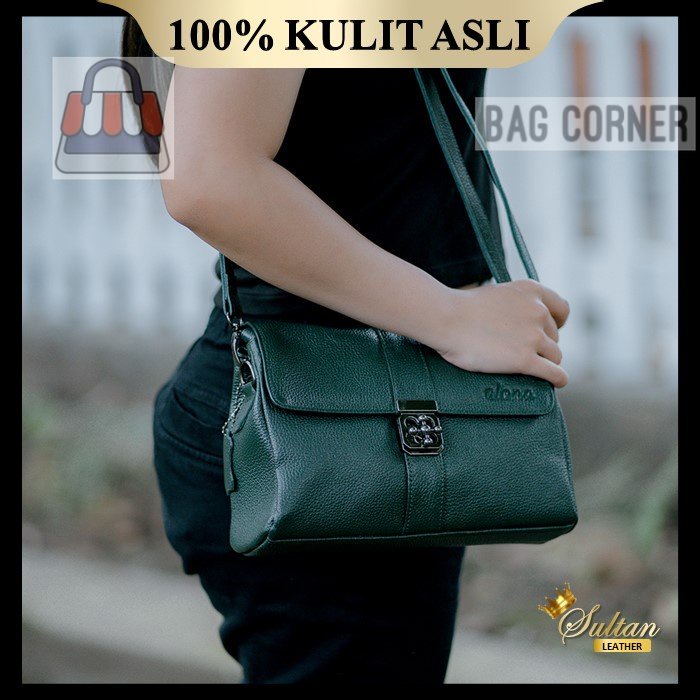 BagCorner - Tas Selempang Kulit Wanita Sling Bag Branded Original Kulit Sapi Asli Premium Alona Bele