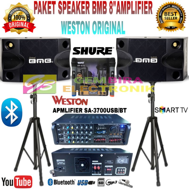 Paket Speaker Karaoke BMB 8 inch garansi resmi BMB 3 tahun Original