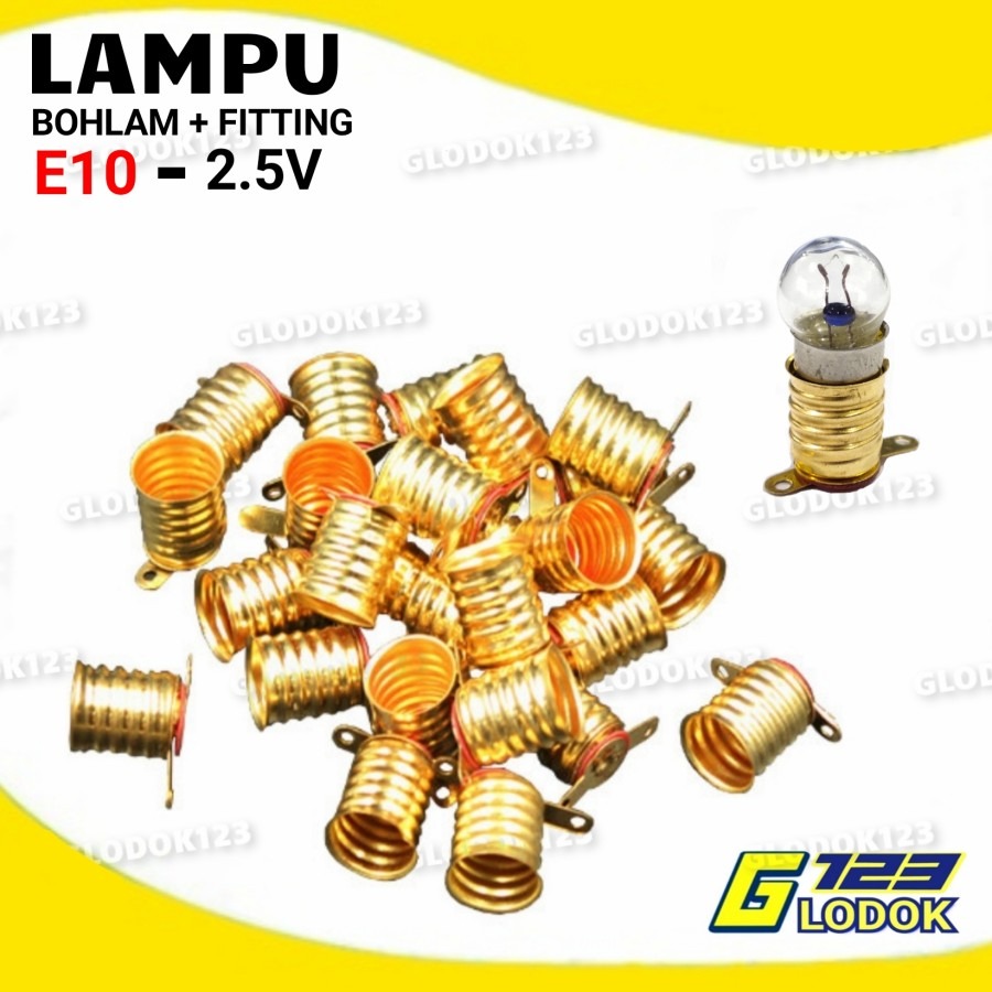 Lampu Bohlam E10 Mini 2.5V Senter Drat Fitting Dudukan Lampu