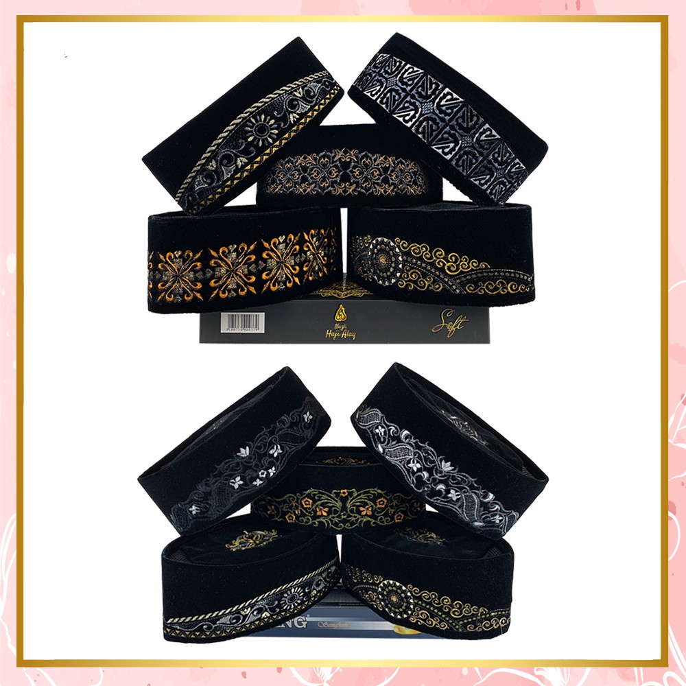 Songkok Premium HAJI ALAY BORDIR SPESIAL AC Motif Batik, NU, Palestina Tinggi 9 Cm Peci Sholat Pria 